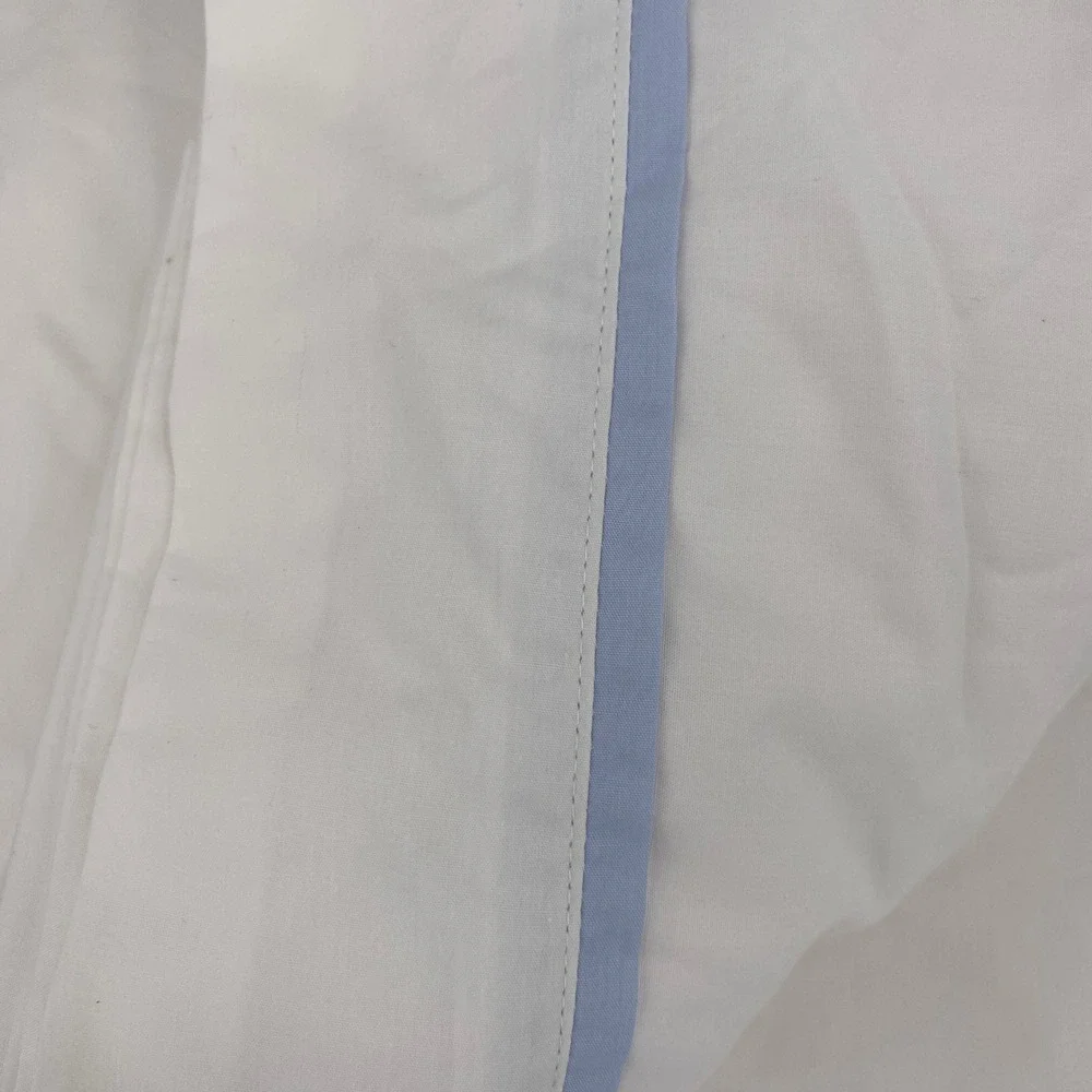 Ralph Lauren Palmer Duvet Cover KING White Sky Blue Ribbon Trim 100% Cotton